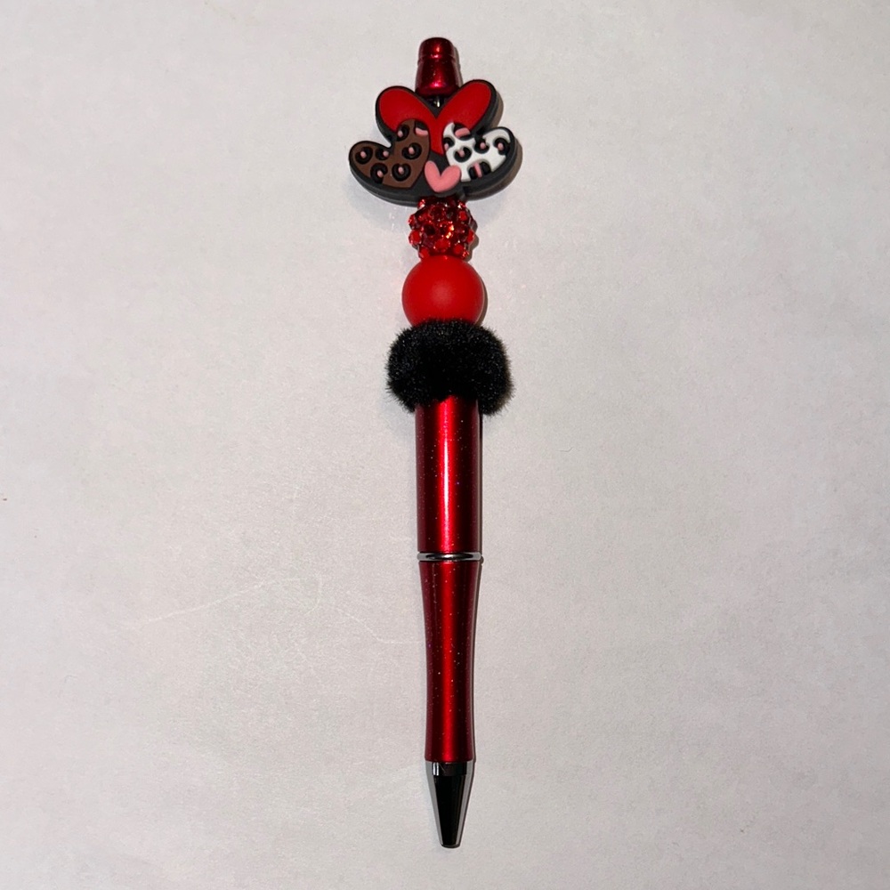 Red Heart-Decorated Handmade Pen
